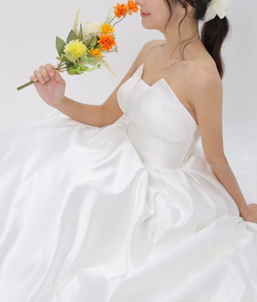 광택실크 볼륨드레스 상품 이미지